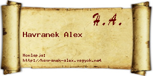 Havranek Alex névjegykártya